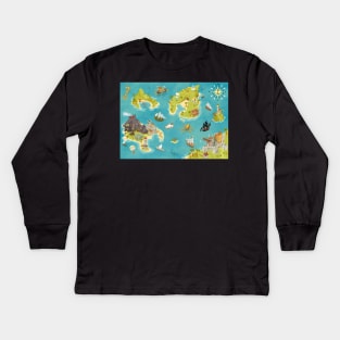 Treasure Island Adventures: Pirates, Hidden Caves, Forts, and Sea Monsters Kids Long Sleeve T-Shirt